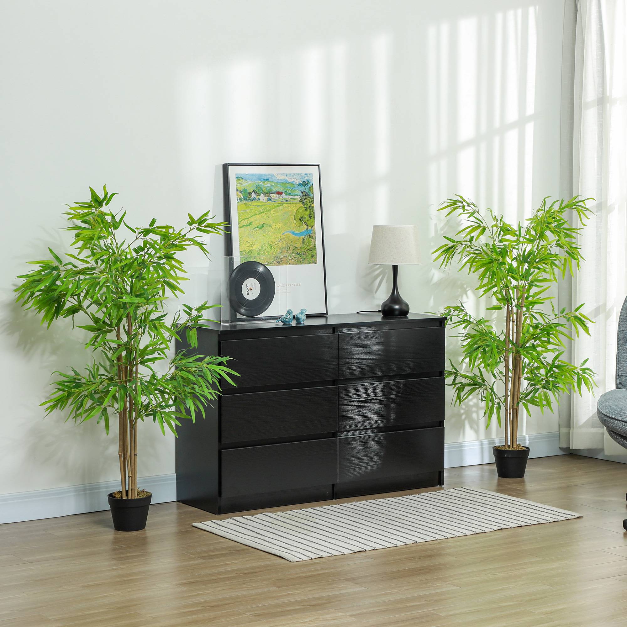 Lot de 2 bambous artificiels plastique vert et noir 17 x 17 x 150 cm - PANGIVO - Image 3