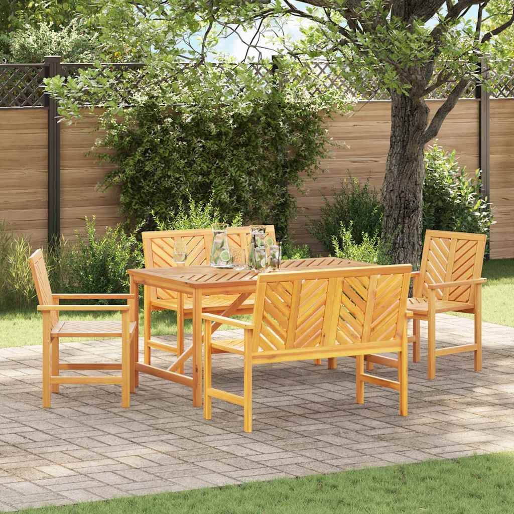 Ensemble de salle à manger jardin bois d'acacia massif huilé marron 150 x 90 x 74 cm (5 pièces), Poids :69.4kg - PANGIVO - Image 1