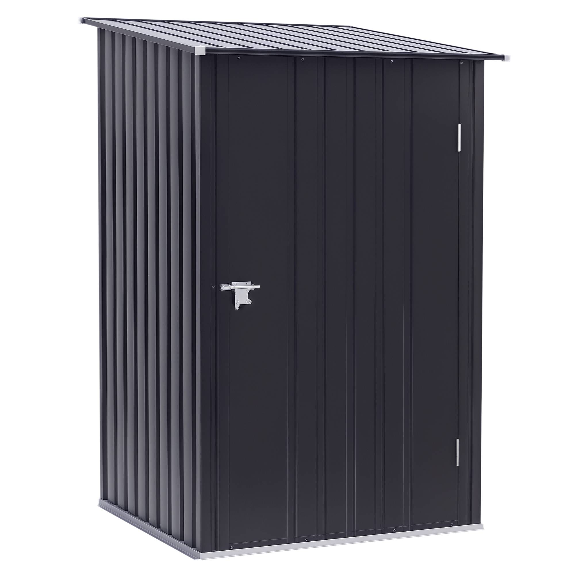 Abri de jardin acier compact 100x103x160 cm gris foncé, cabanon rangement outils pratique et sécurisé - Image 1