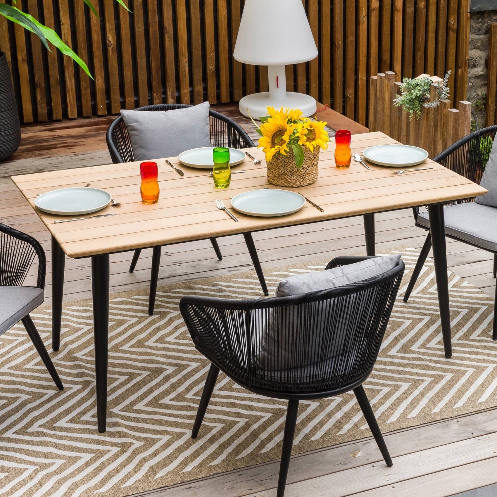 Table de jardin esprit indus - JARDILINE - Bois - Noir - Image 1