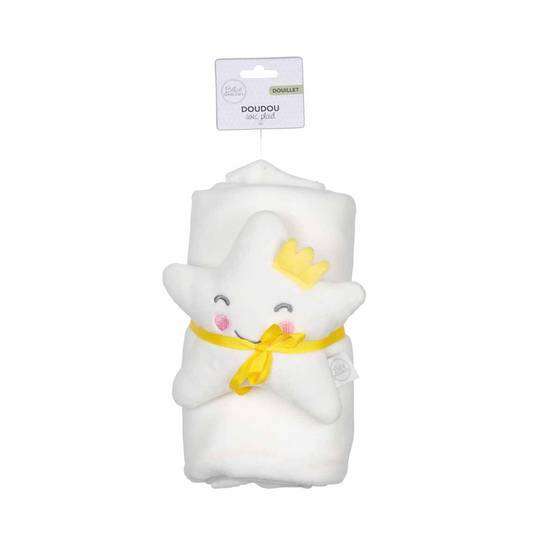 Doudou avec Plaid "Étoile" 80x100cm Blanc - Image 2