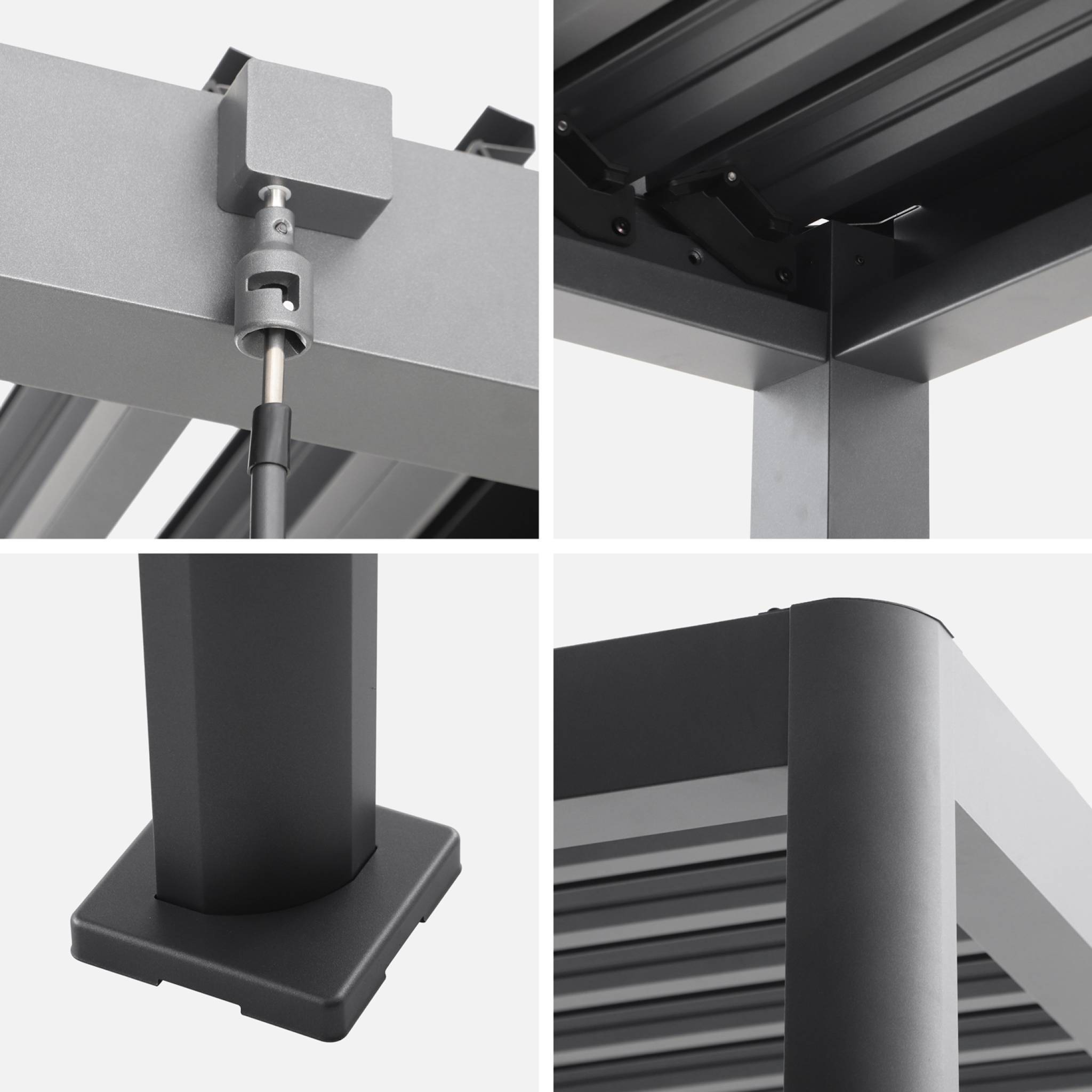 Pergola bioclimatique anthracite aluminium et acier lames orientables 3x3m - Imperial | sweeek - Image 7