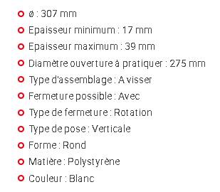 Hublot PVC rond blanc NICOLL - Ø 307mm - 303MI - Imagen 2