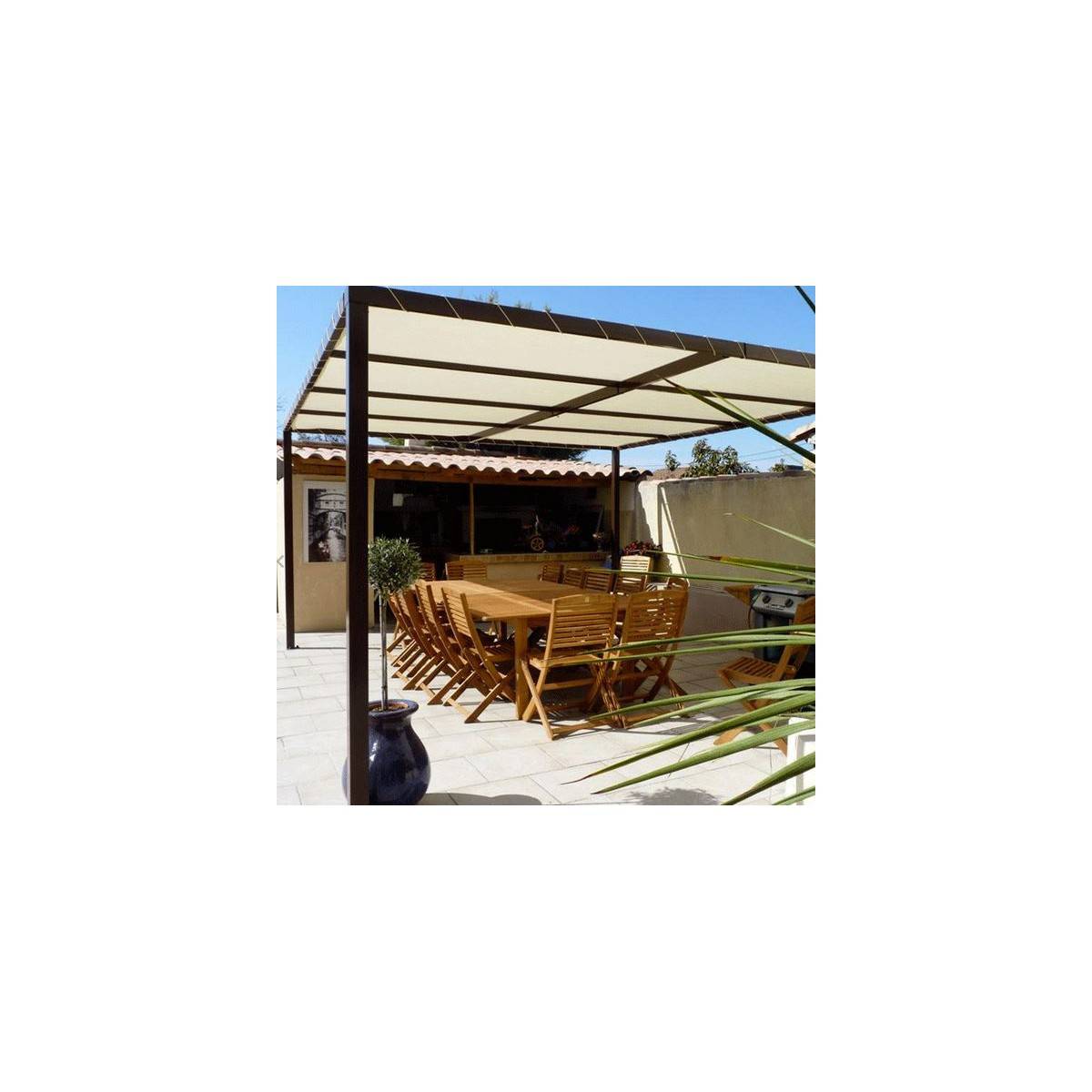 Bâche Pergola 4 x 4 m IVOIRE PVC Grammage  640 g/m2 Haute Protection UV - Imagen 3