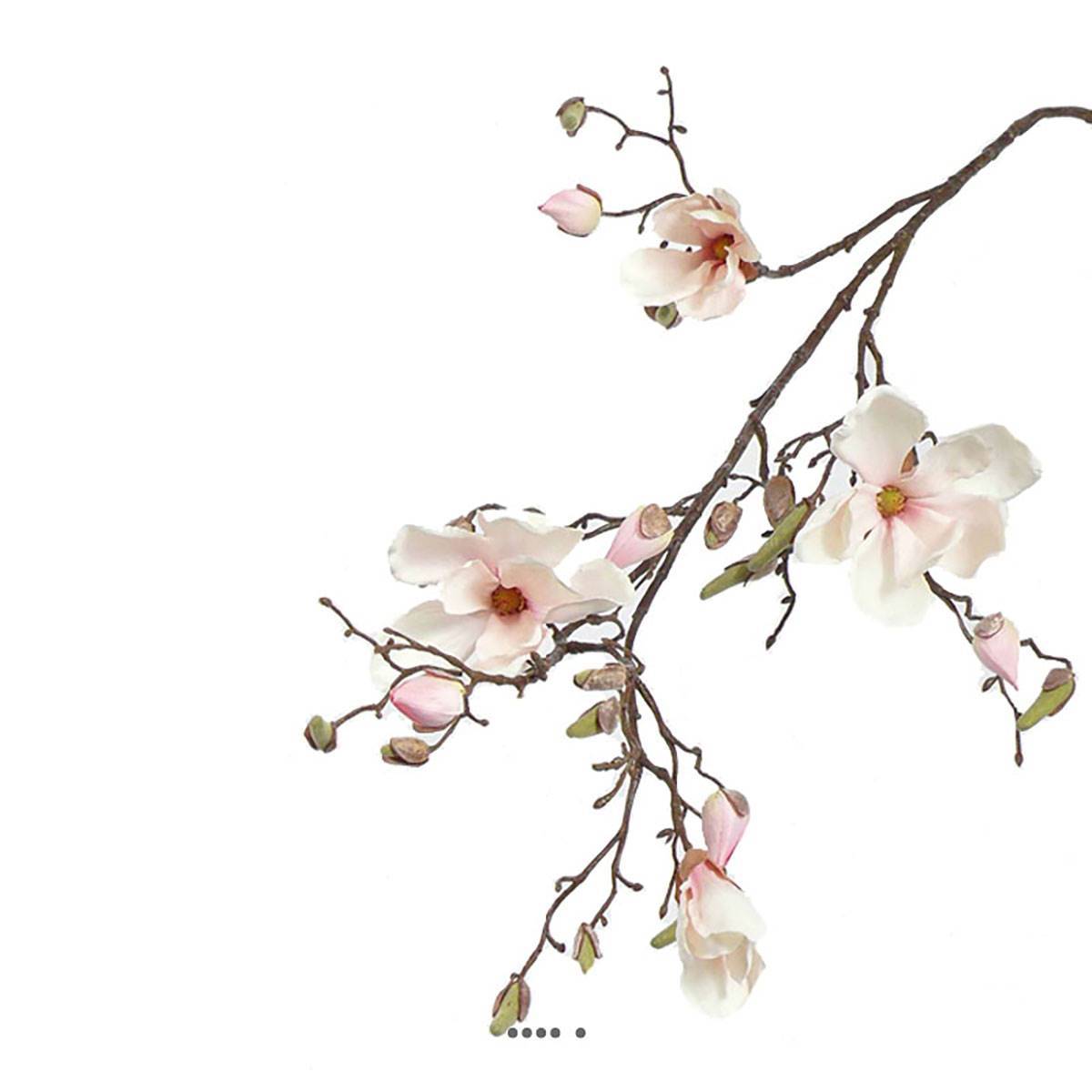 Branche de magnolia artificiel 4 fleurs 22 boutons H 107 cm Rose-crème - couleur: Rose-crème - Image 2