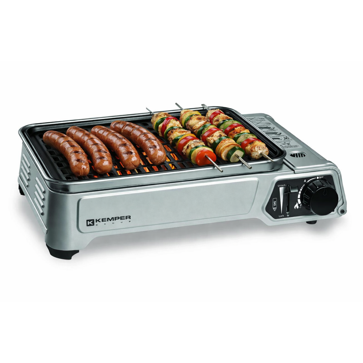 Barbecue gaz portable 1900W, Plancha gaz anti‑adhésive, Idéal camping, terrasse, balcon KEMPER - Imagen 1
