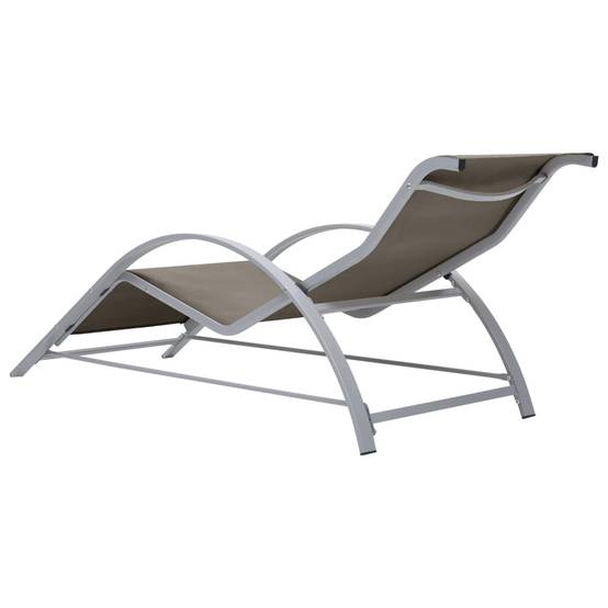 Lot de 2 chaises longues Aluminium Jardin avec table verre trempé Taupe - ComfortXL Outdoor Living - Image 6
