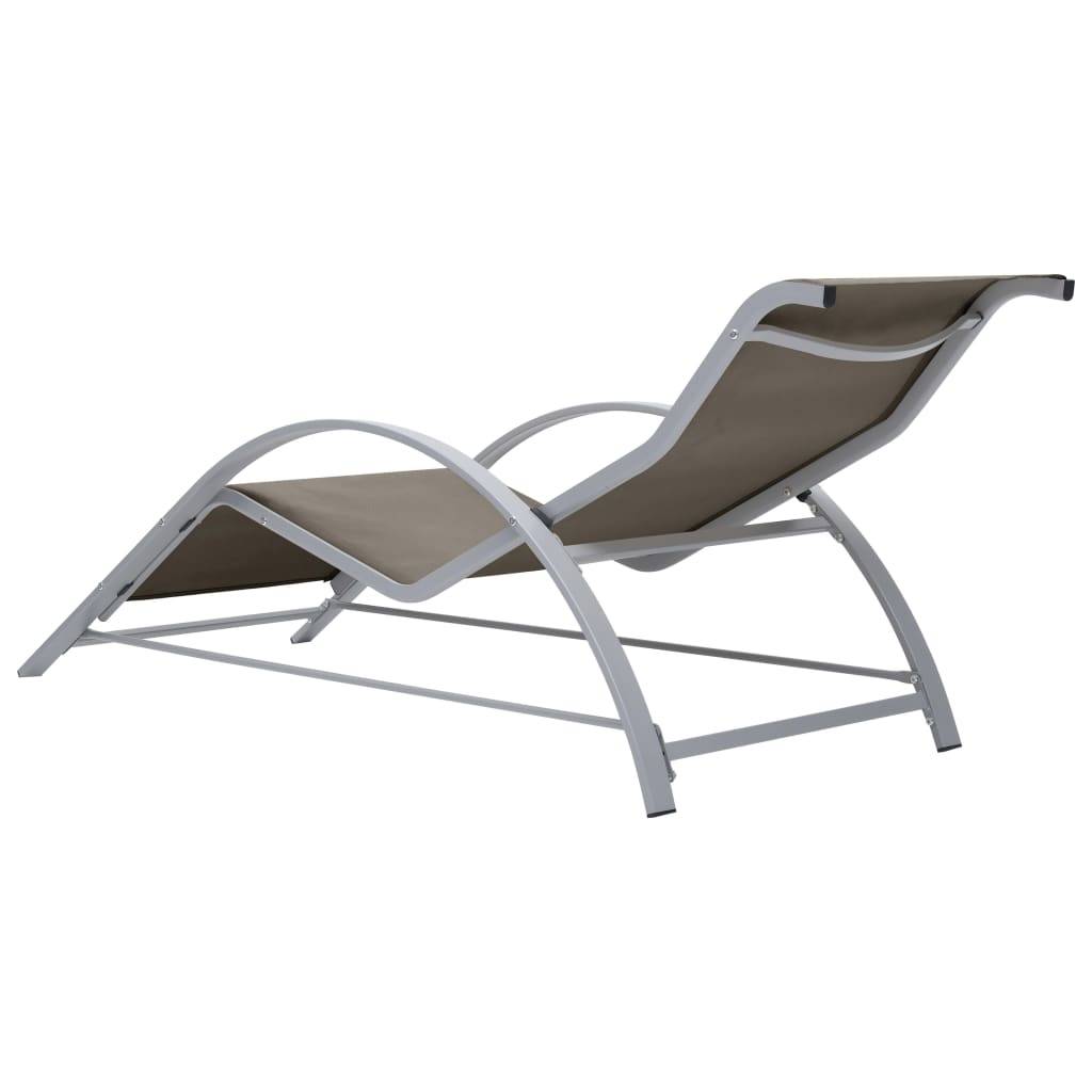 Lot de 2 chaises longues Aluminium Jardin avec table verre trempé Taupe - ComfortXL Outdoor Living - Image 6