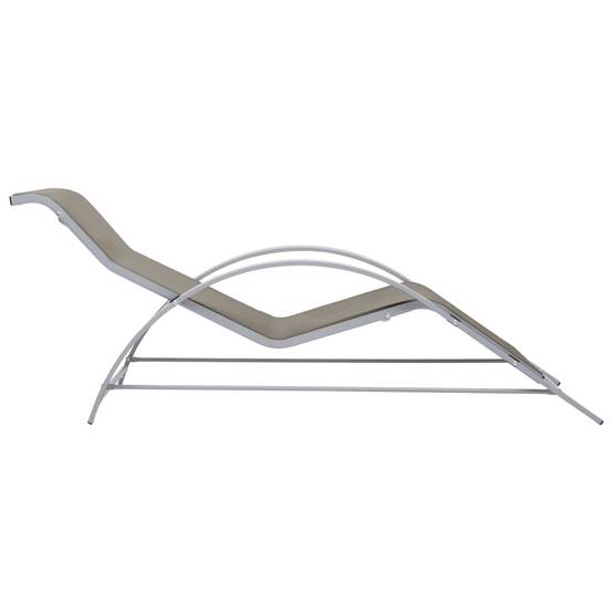 Lot de 2 chaises longues Aluminium Jardin avec table verre trempé Taupe - ComfortXL Outdoor Living - Image 5
