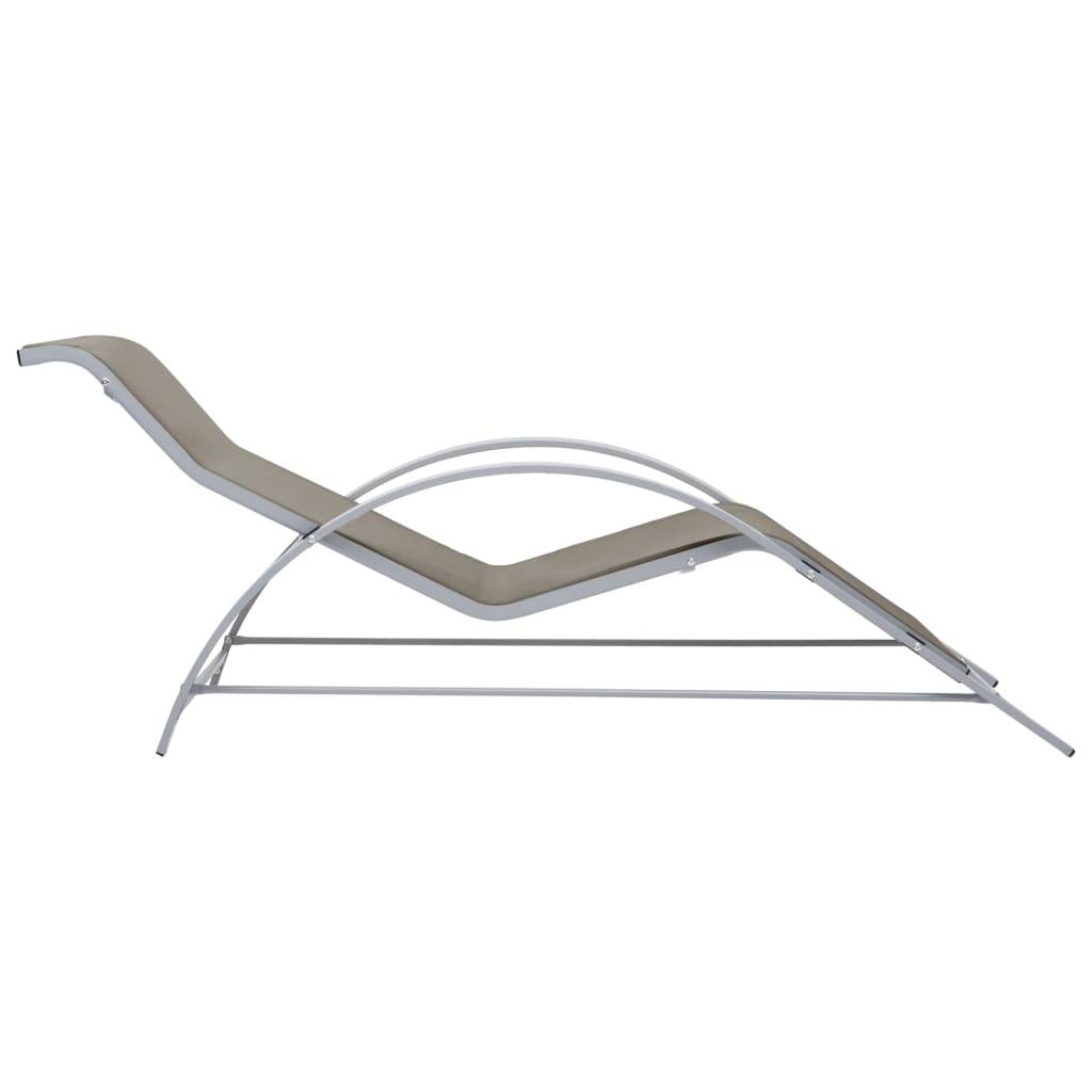 Lot de 2 chaises longues Aluminium Jardin avec table verre trempé Taupe - ComfortXL Outdoor Living - Image 5