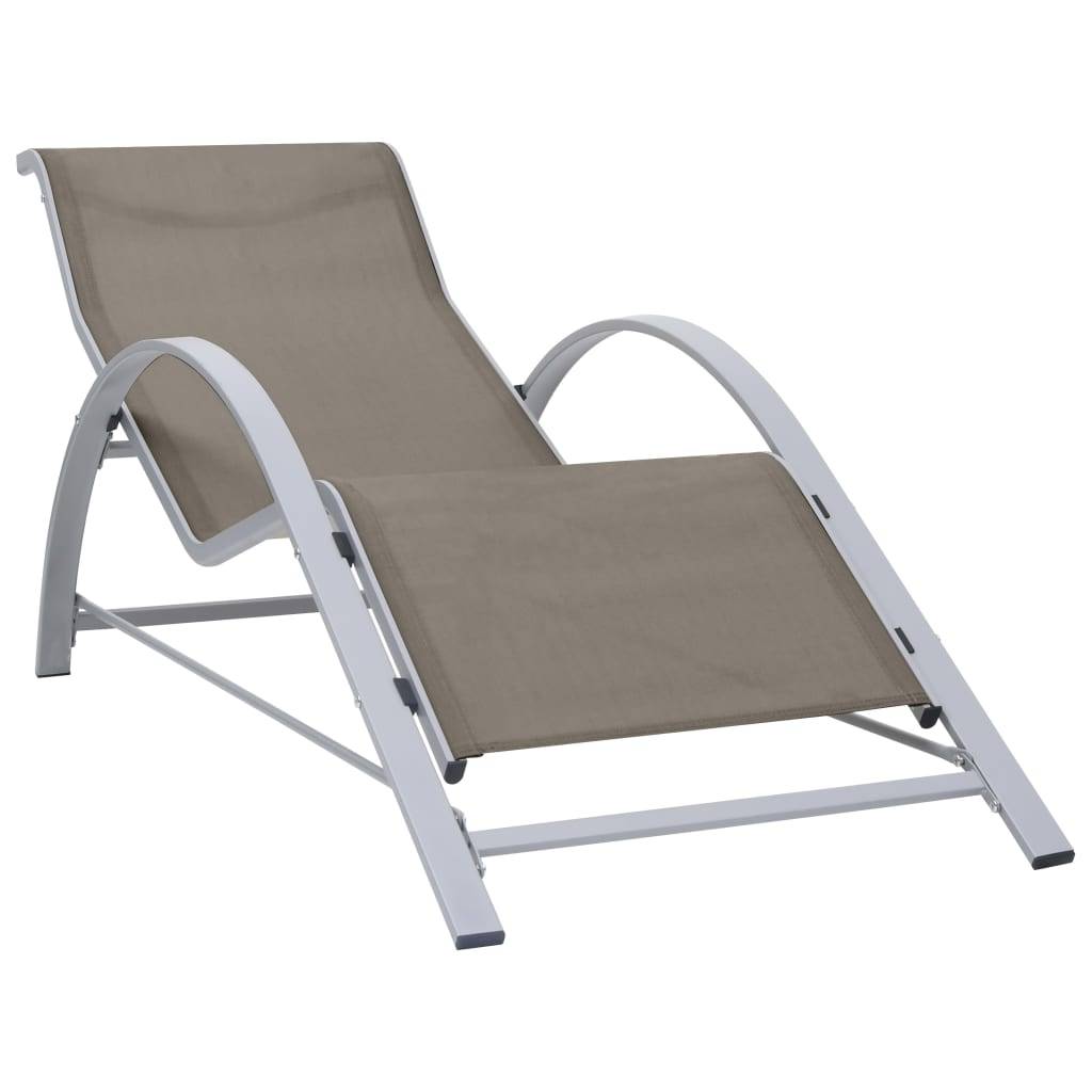 Lot de 2 chaises longues Aluminium Jardin avec table verre trempé Taupe - ComfortXL Outdoor Living - Image 3