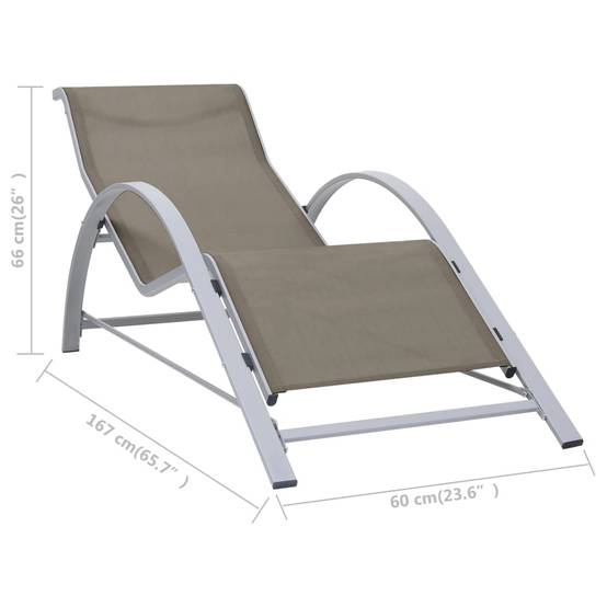 Lot de 2 chaises longues Aluminium Jardin avec table verre trempé Taupe - ComfortXL Outdoor Living - Image 9