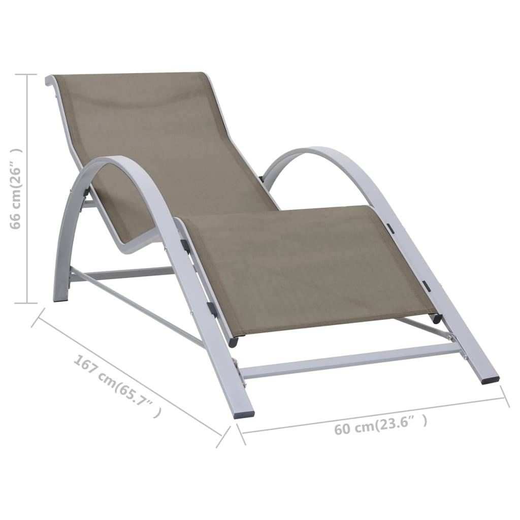 Lot de 2 chaises longues Aluminium Jardin avec table verre trempé Taupe - ComfortXL Outdoor Living - Image 9