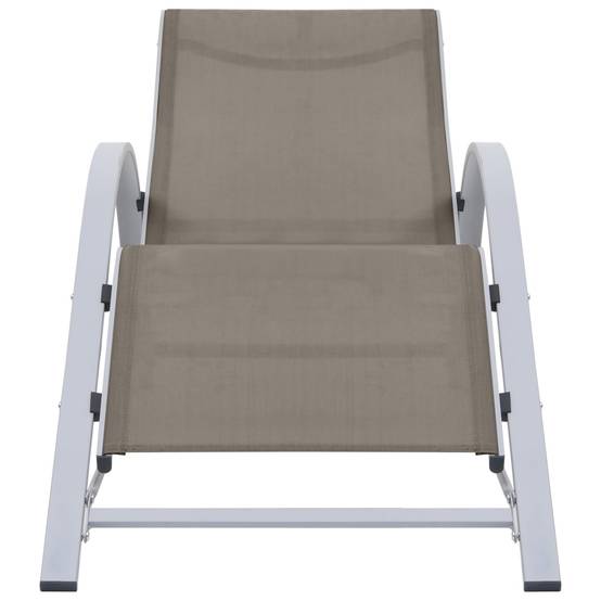 Lot de 2 chaises longues Aluminium Jardin avec table verre trempé Taupe - ComfortXL Outdoor Living - Image 4