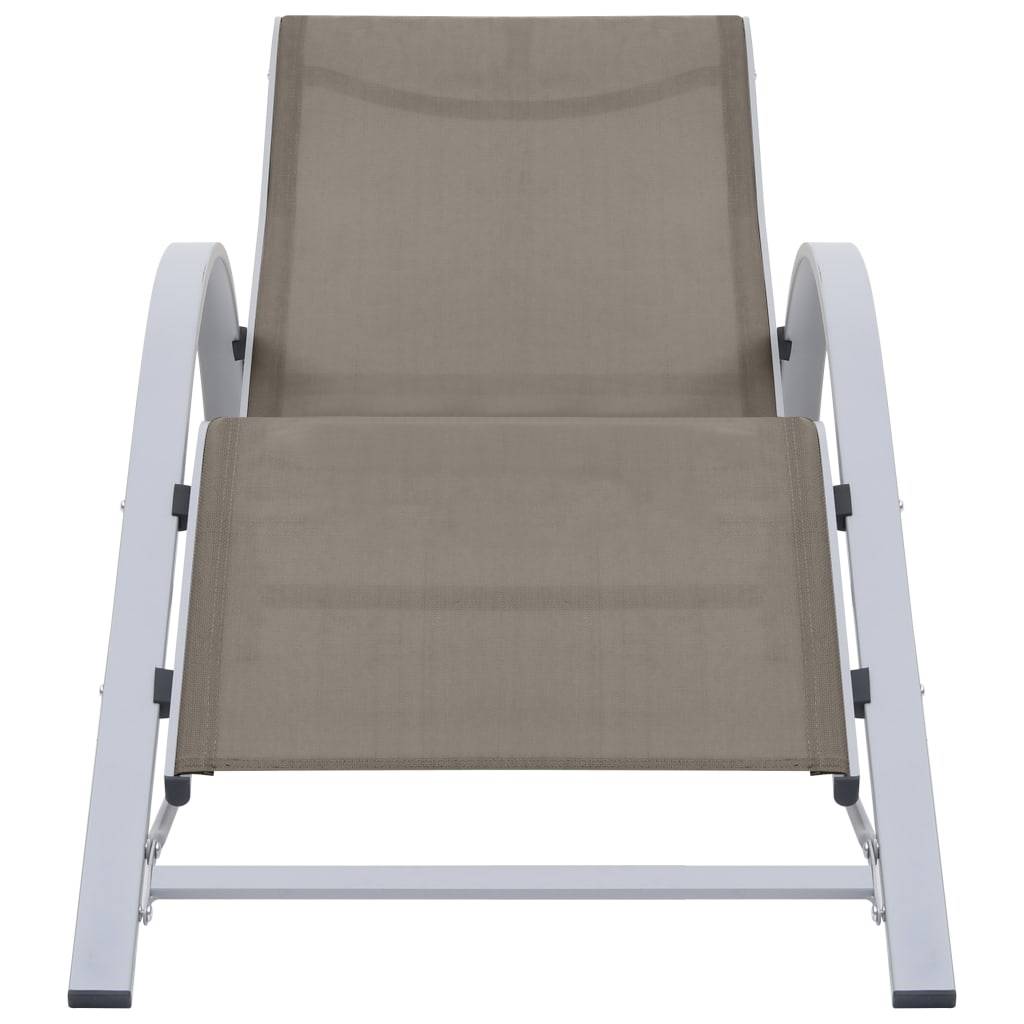Lot de 2 chaises longues Aluminium Jardin avec table verre trempé Taupe - ComfortXL Outdoor Living - Image 4