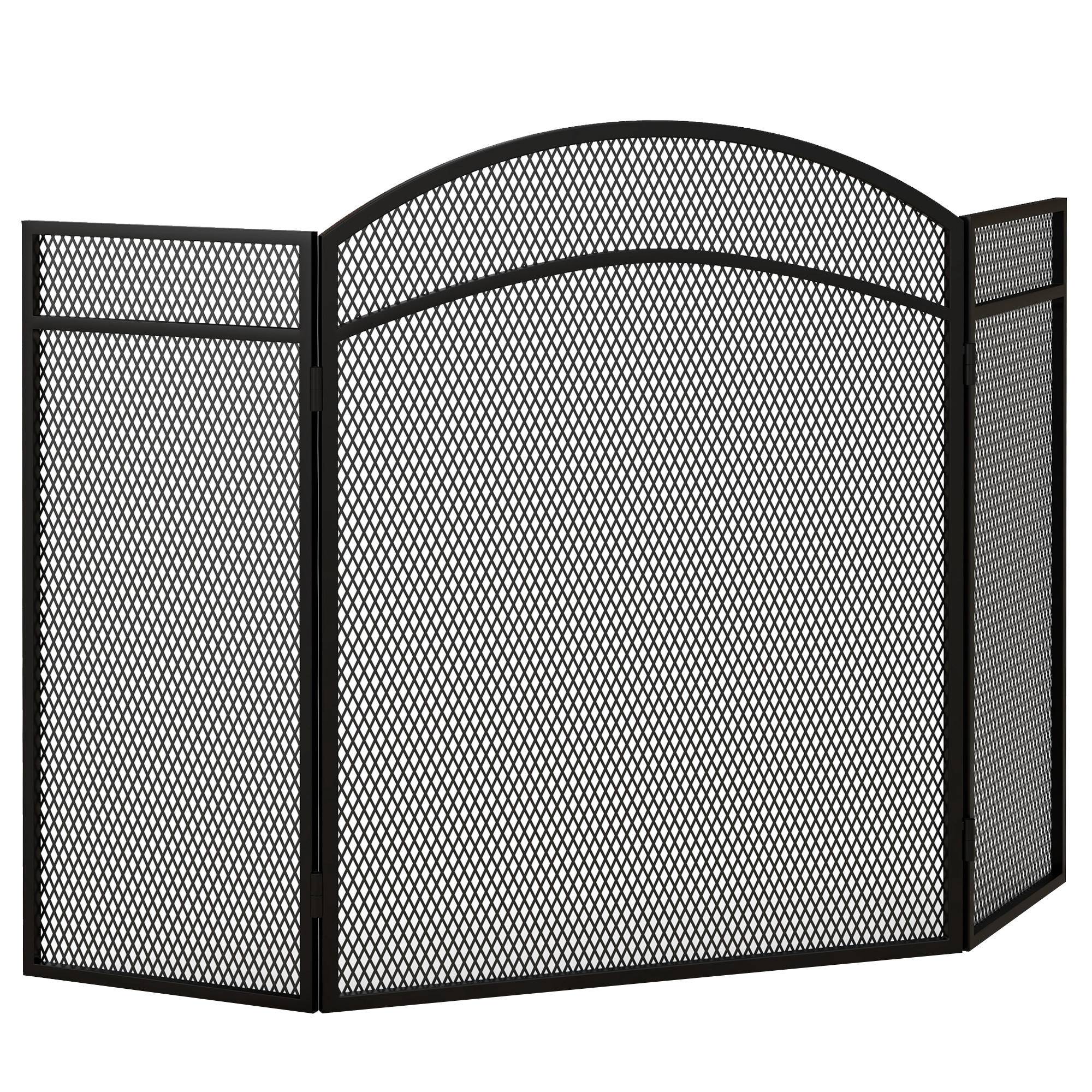 Pare-étincelles élégant pour cheminée, pliable, revêtu, noir, 96 x 60 cm - Image 2