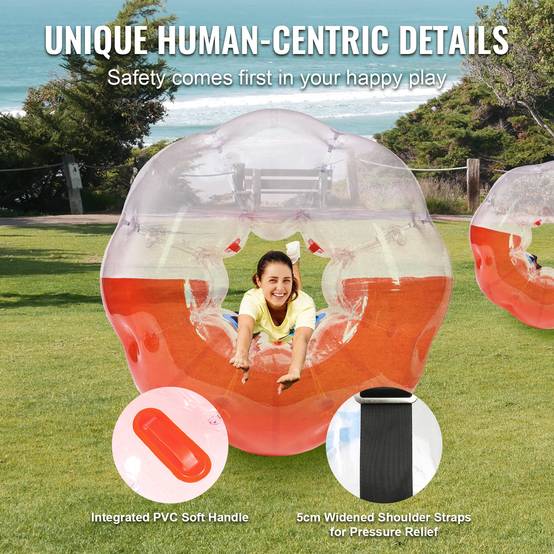 Vevor - VEVOR Bulle gonflable 1.5m diamètre PVC 0.8mm, pour jeux plein air adolescents/adultes, rouge et transparent. - Image 4
