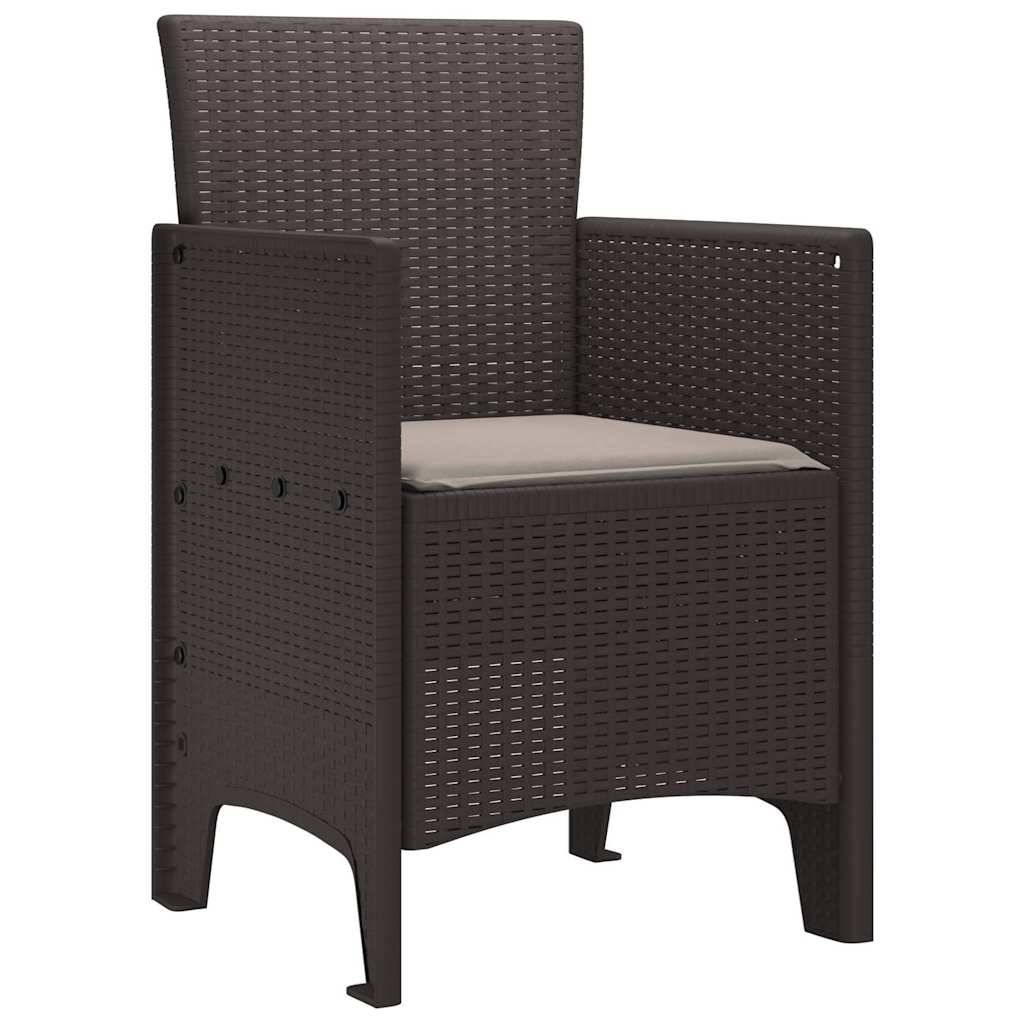 Maison Chic - Lot De 4 Chaises De Jardin - Fauteuils De Jardin Marron 53 x 49 x 85 cm PP - Image 4