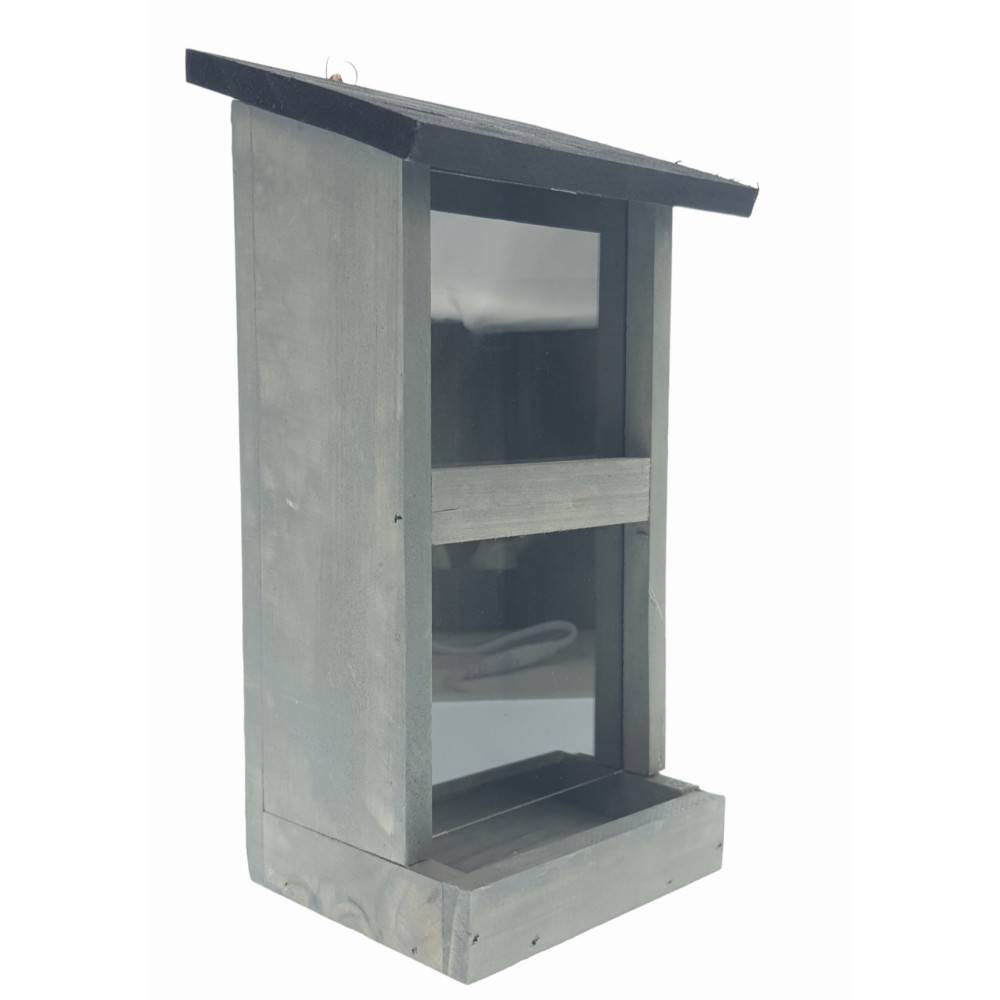 Mangeoire silo Womba maison grise 25 cm pour oiseaux - Image 4