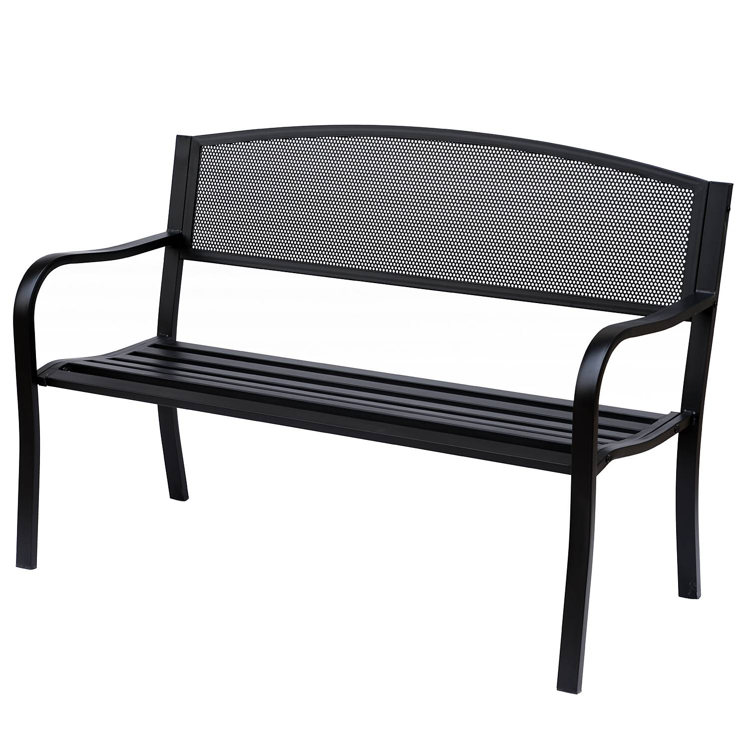 Outsunny - Banc 3 places de jardin terrasse style contemporain 127L x 60l x 87H cm métal époxy anticorrosion noir - Outsunny - Imagen 1