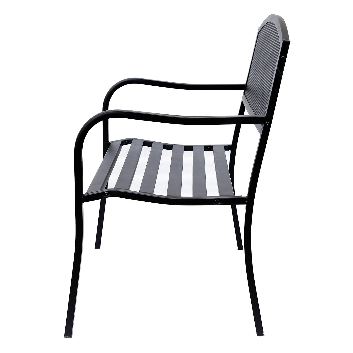 Outsunny - Banc 3 places de jardin terrasse style contemporain 127L x 60l x 87H cm métal époxy anticorrosion noir - Outsunny - Imagen 5