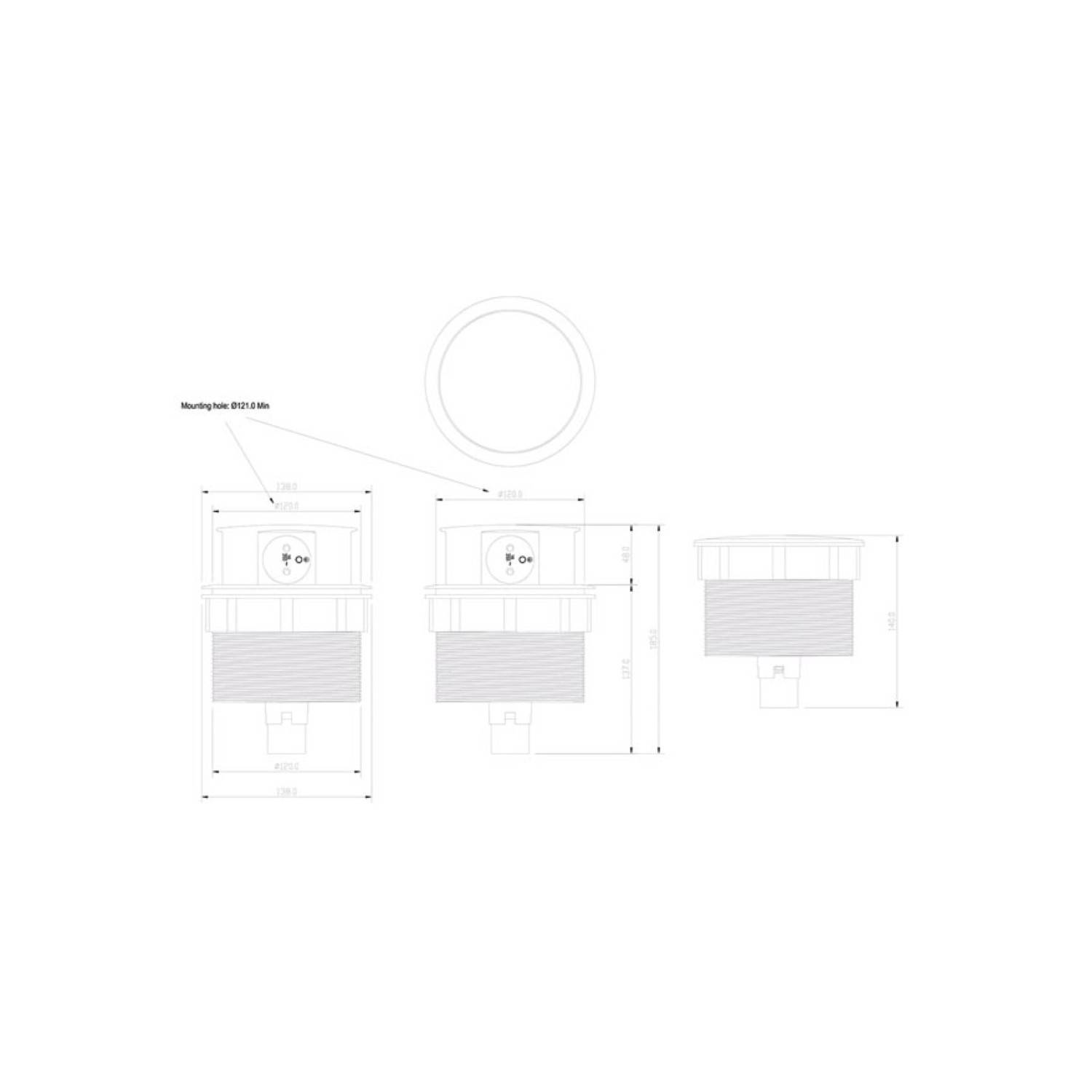 Prise Bloc escamotable encastrable, 4 prises type E avec sécurité enfants, aluminium noir-gris, câble 1.4 m, IP20, 16A 3680W - Image 6