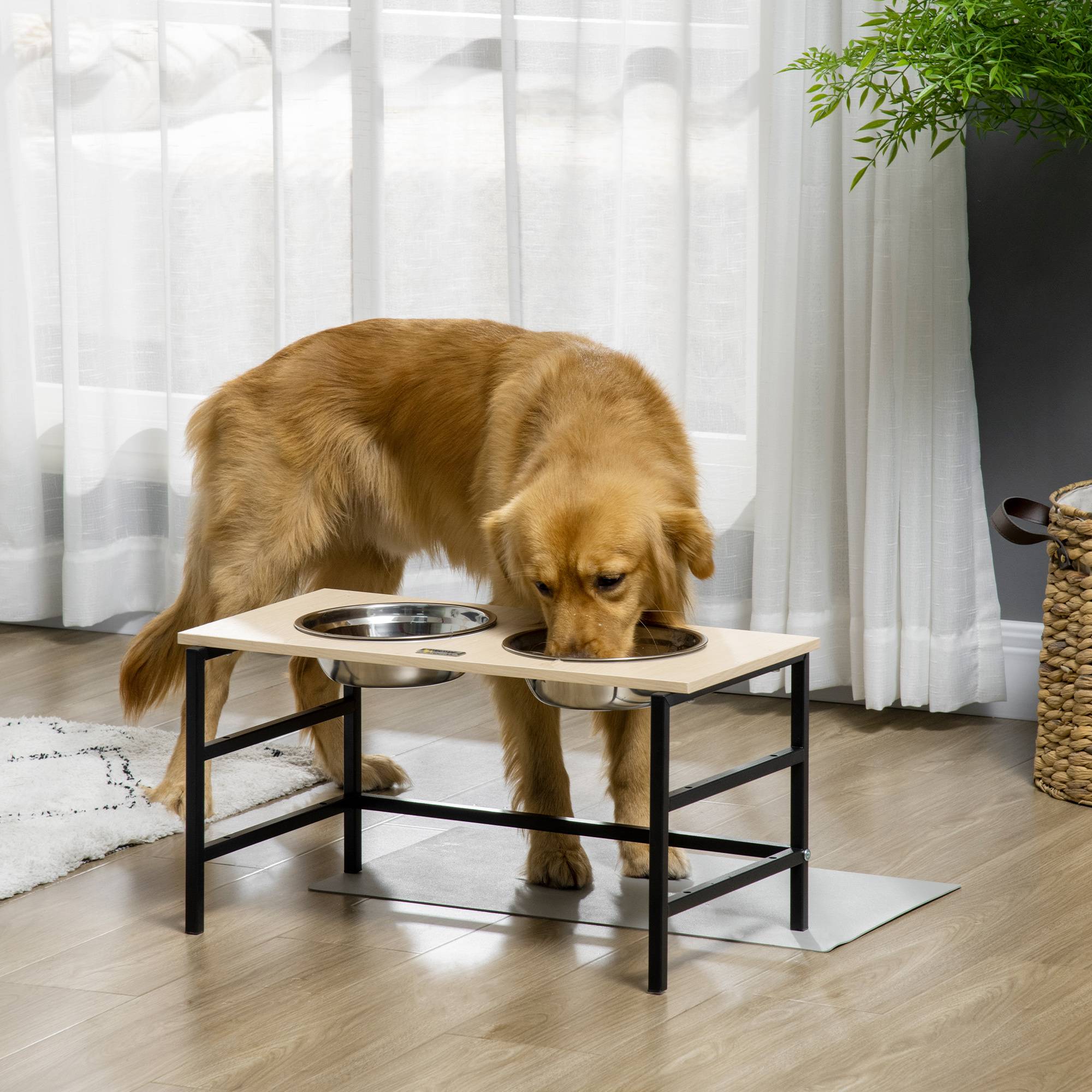 Gamelle chien surélevée double porte-gamelle avec 2 bols amovibles en acier, hauteur réglable 11/21,5/32 cm et 1 tapis - Image 3
