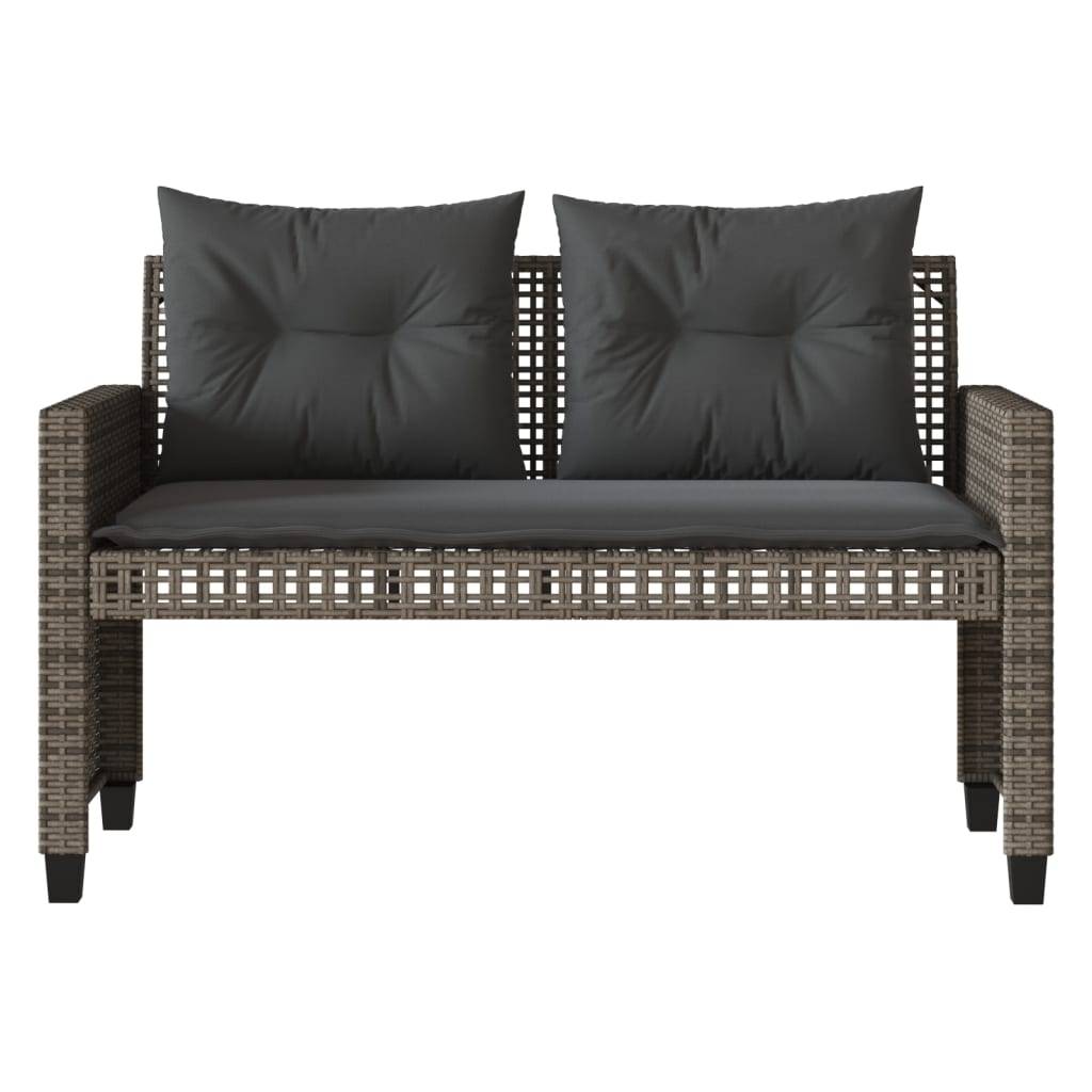 Salon de Jardin 4 Personnes Résine Tressée avec Table Relevable et Banc pour Terrasse Gris – ComfortXL Outdoor Living - Image 5