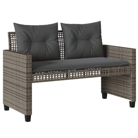 Salon de Jardin 4 Personnes Résine Tressée avec Table Relevable et Banc pour Terrasse Gris – ComfortXL Outdoor Living - Image 4
