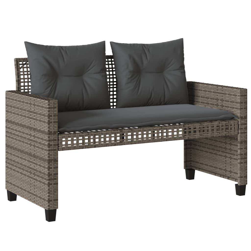 Salon de Jardin 4 Personnes Résine Tressée avec Table Relevable et Banc pour Terrasse Gris – ComfortXL Outdoor Living - Image 4