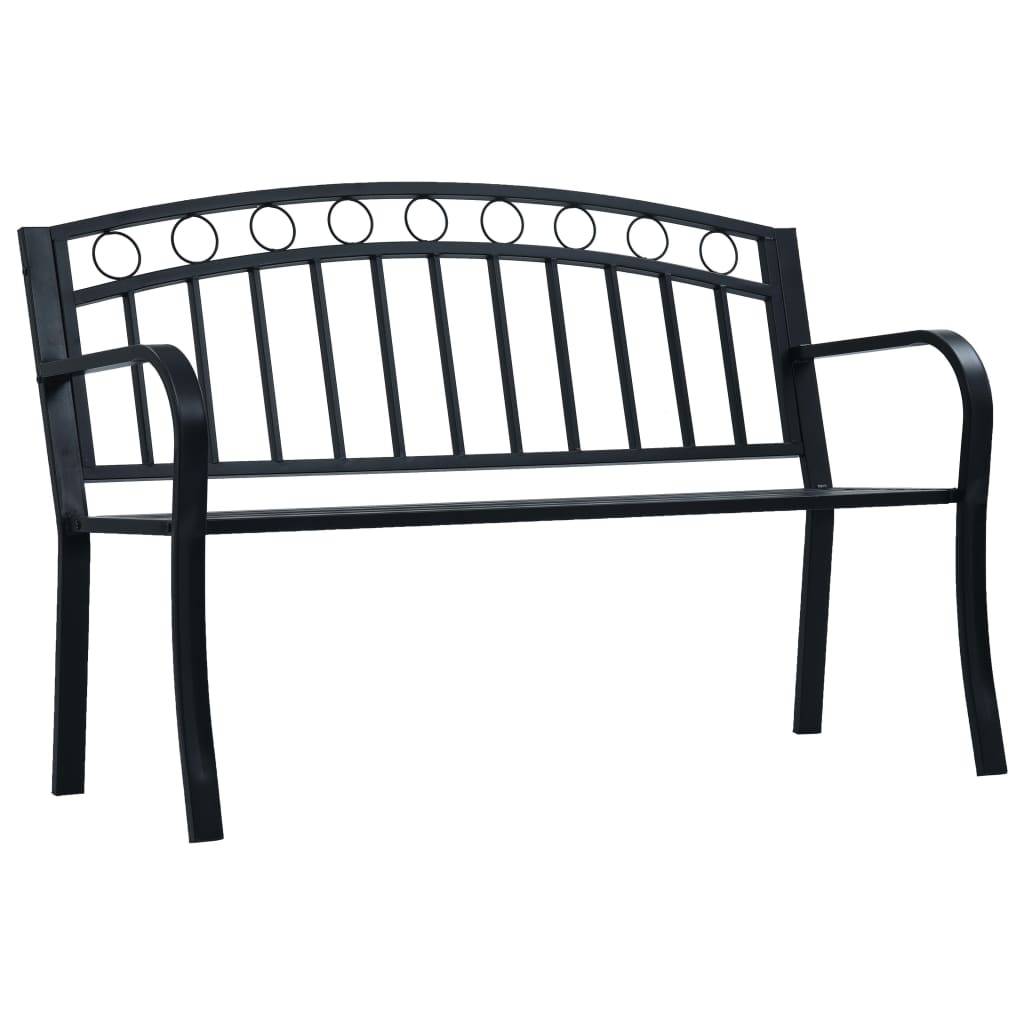 Helloshop26 - Banc de jardin meuble de patio d'extérieur terrasse 125 cm noir acier - Imagen 1