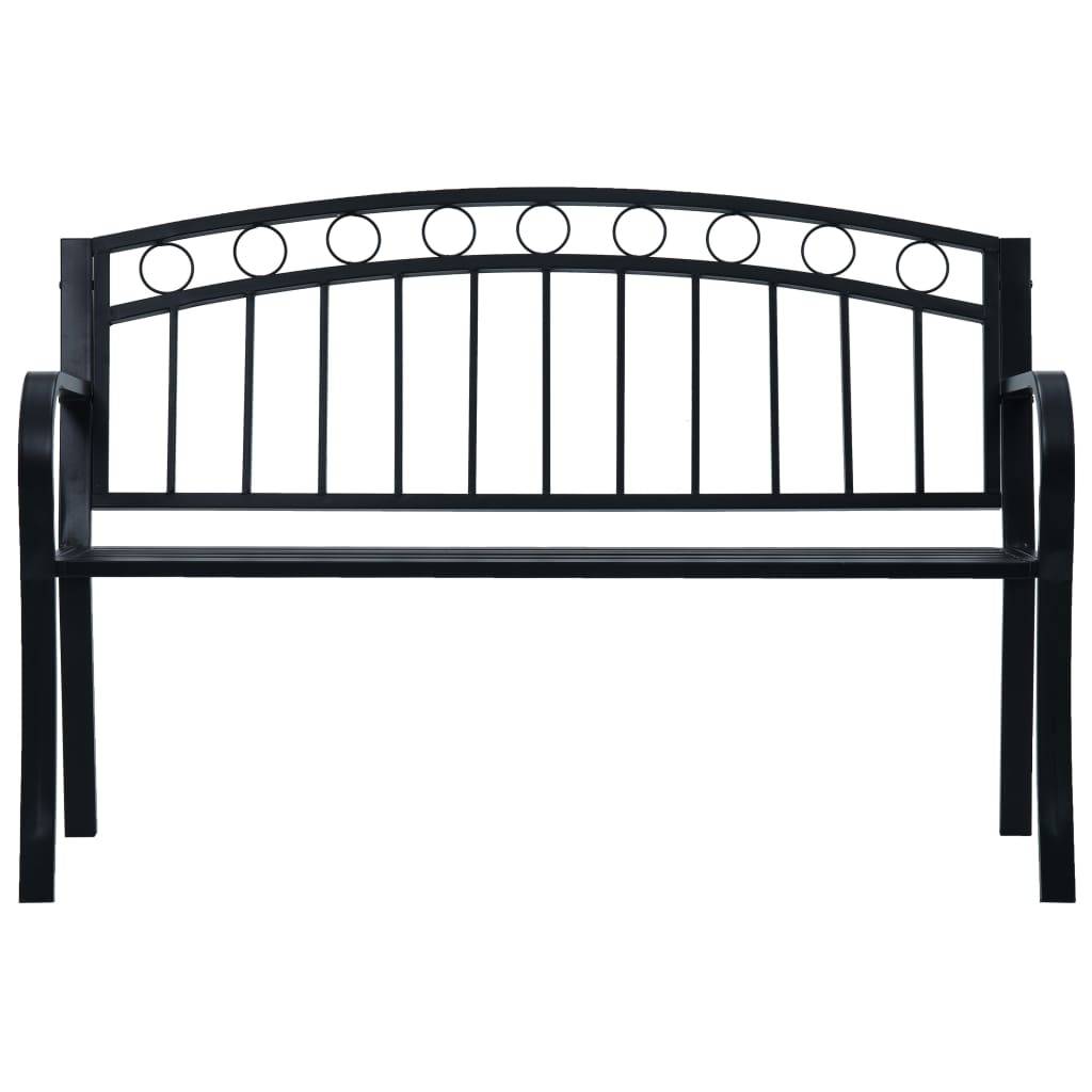 Helloshop26 - Banc de jardin meuble de patio d'extérieur terrasse 125 cm noir acier - Imagen 2