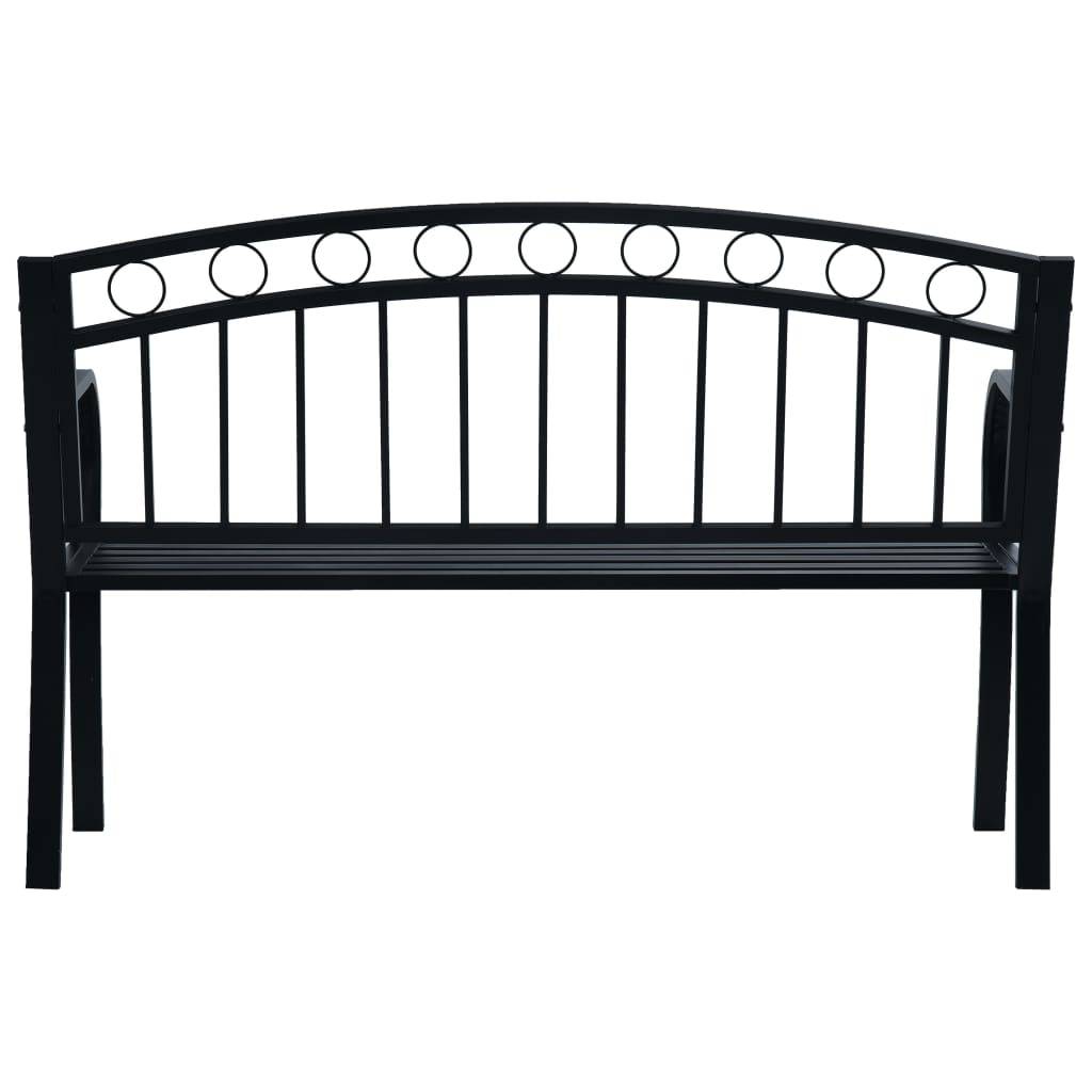 Helloshop26 - Banc de jardin meuble de patio d'extérieur terrasse 125 cm noir acier - Imagen 4