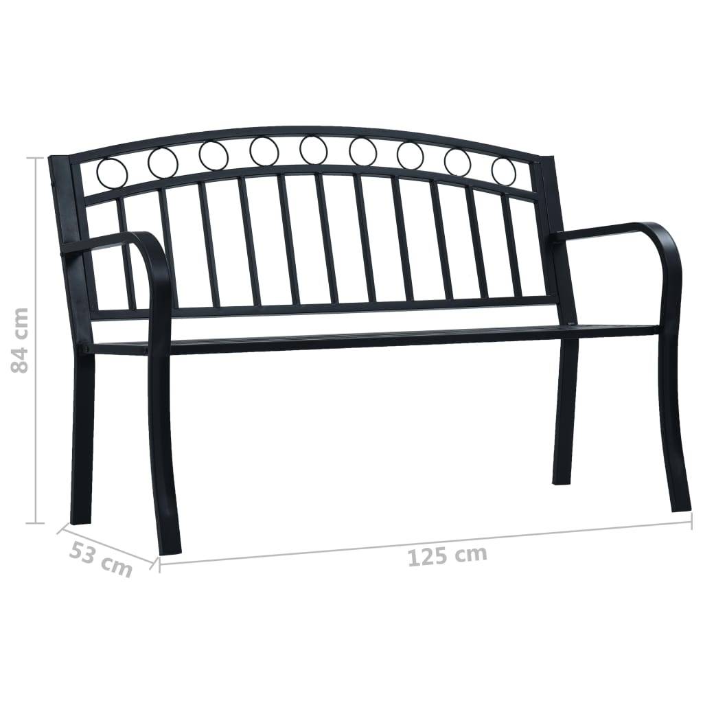 Helloshop26 - Banc de jardin meuble de patio d'extérieur terrasse 125 cm noir acier - Imagen 7