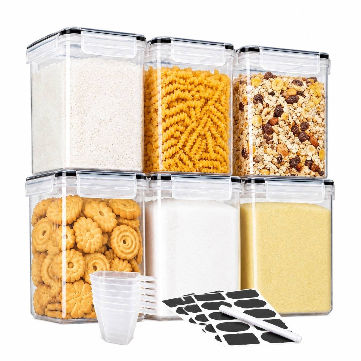 Set de 6 Boîtes Alimentaires Hermétiques 2,5 L pour Farine et Sucre - Image 1