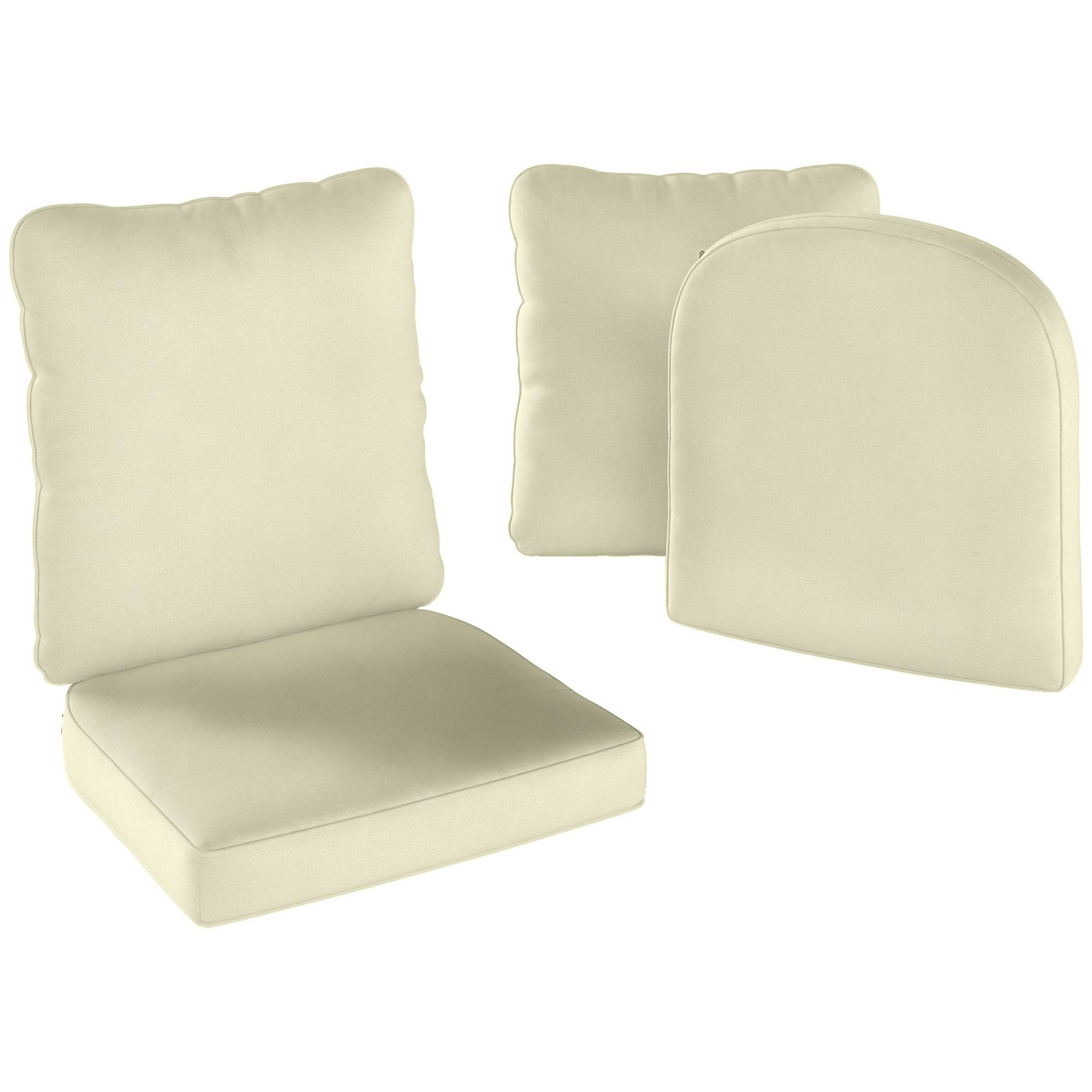 Ensemble de 2 coussins d'assise avec dossier, coussin d'assise et de dossier extérieur et intérieur, crème - Image 1