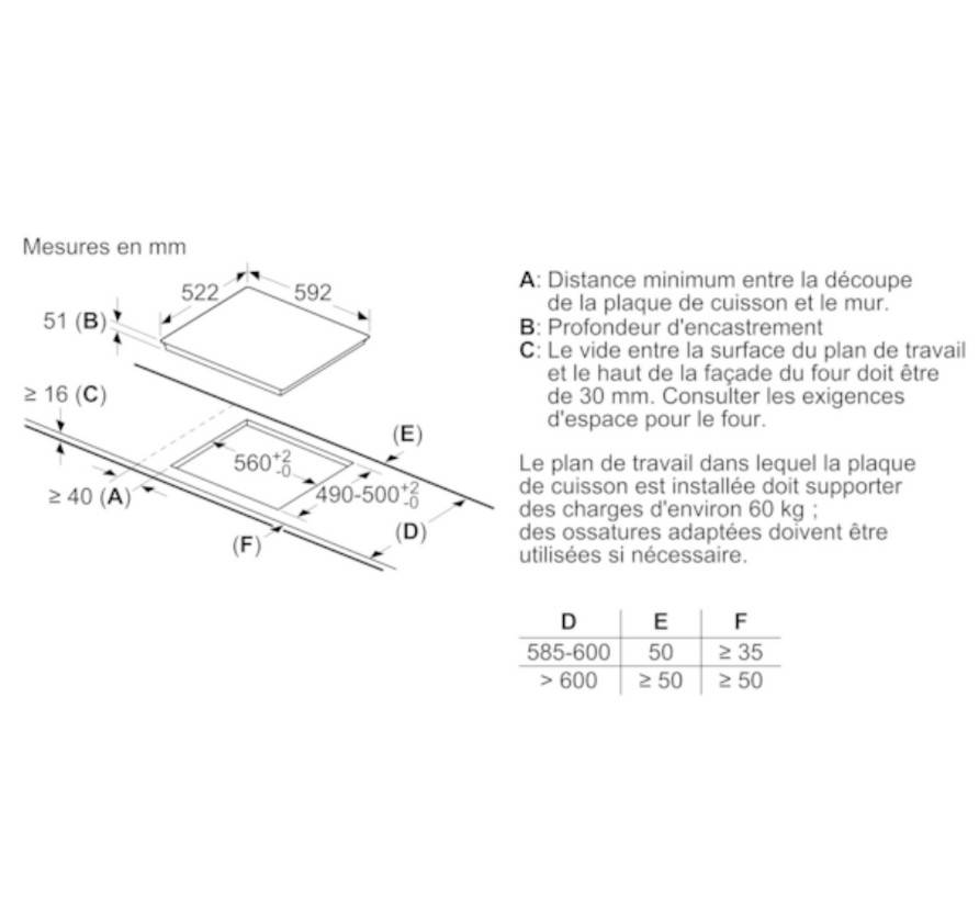 Bosch - Table de cuisson à induction 60cm 3 feux 4600w PUC611AA5E Bosch - Image 4