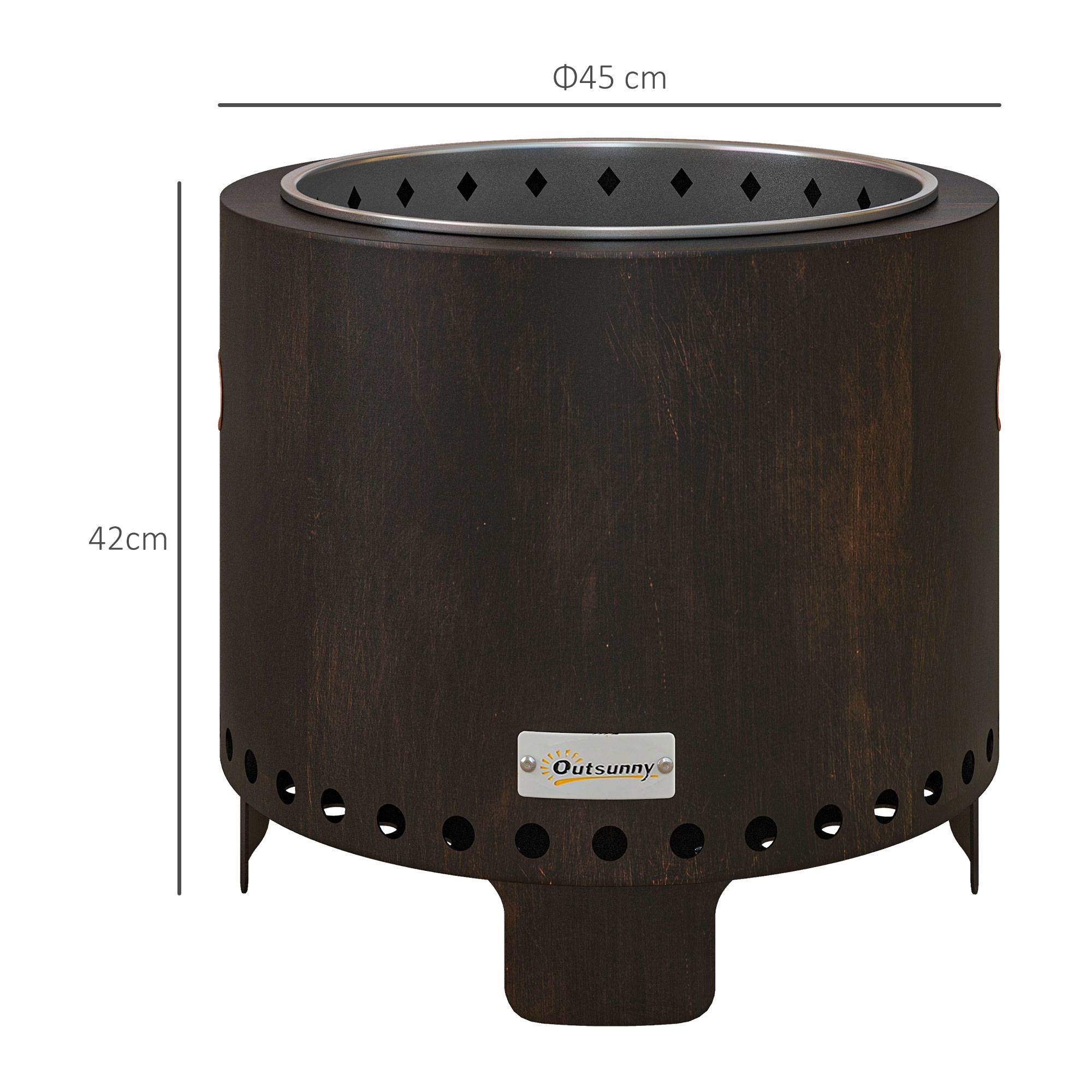 Brasero extérieur métal jardin camping combustion sans fumée poignées Ø45cm noir - ComfortXL Outdoor Living - Image 3