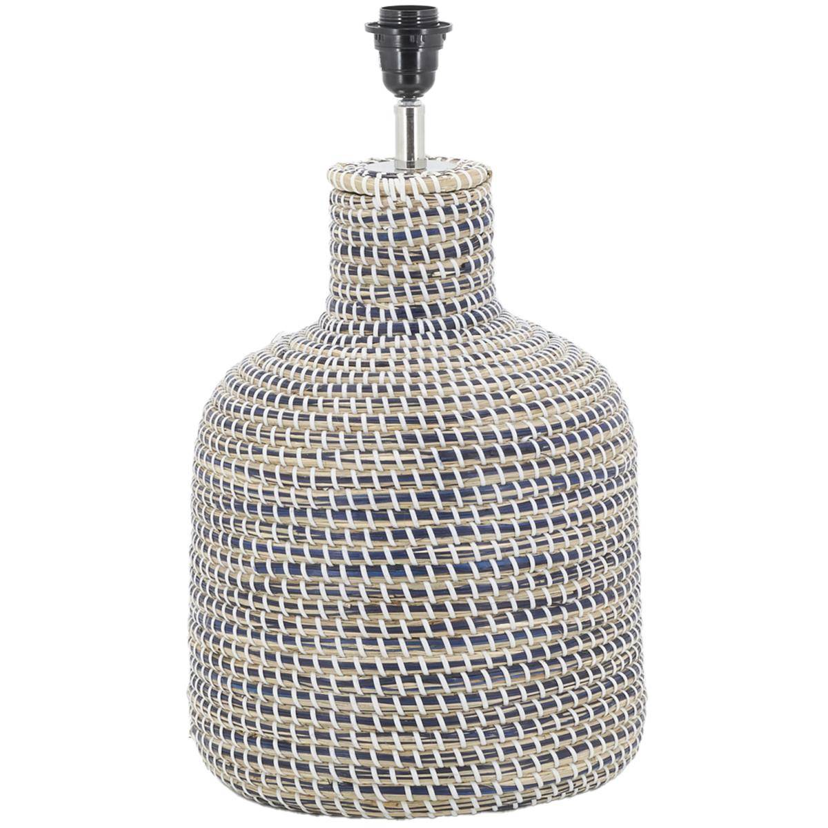Aubry Gaspard - Pied de lampe en jonc naturel et bleu - Imagen 1