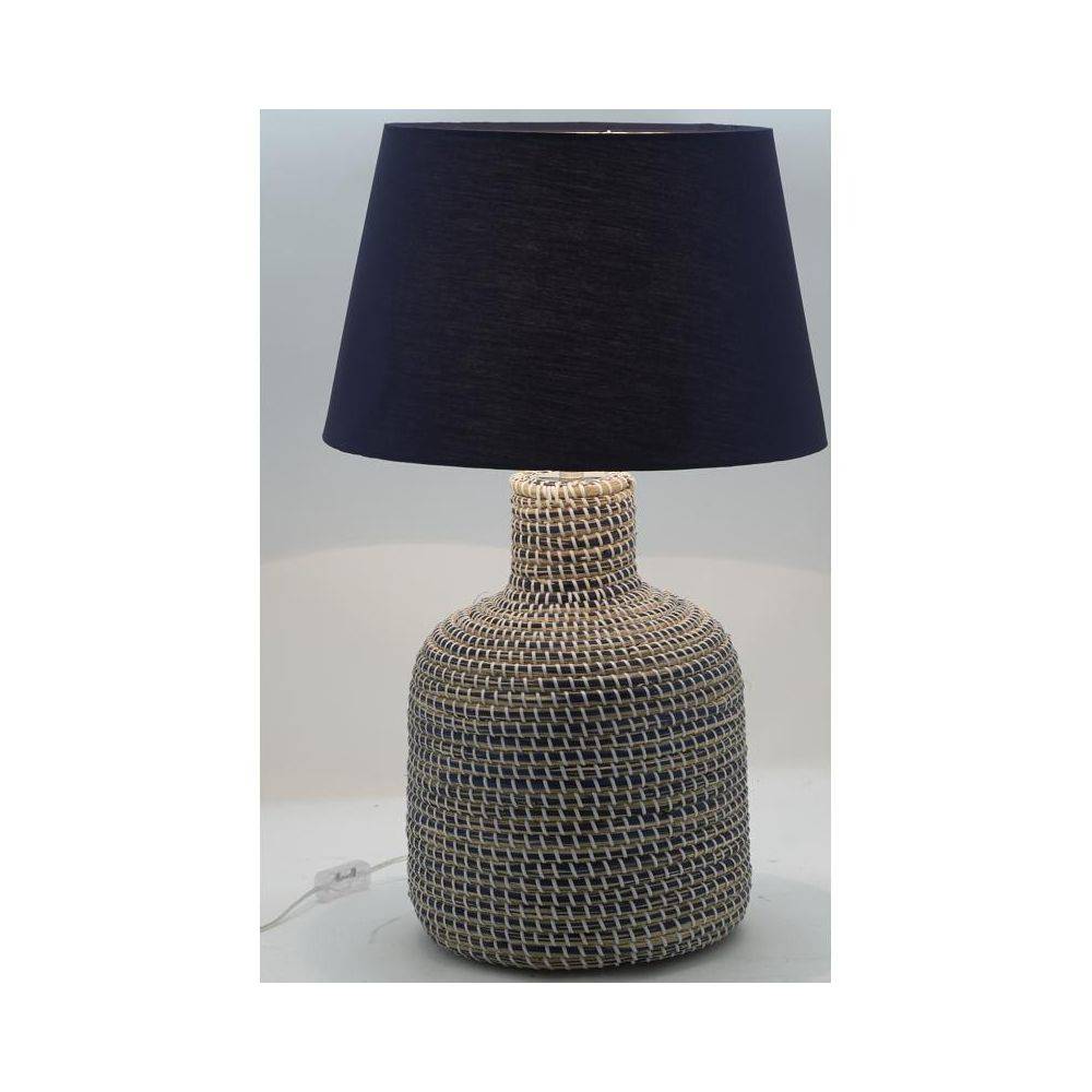 Aubry Gaspard - Pied de lampe en jonc naturel et bleu - Imagen 2