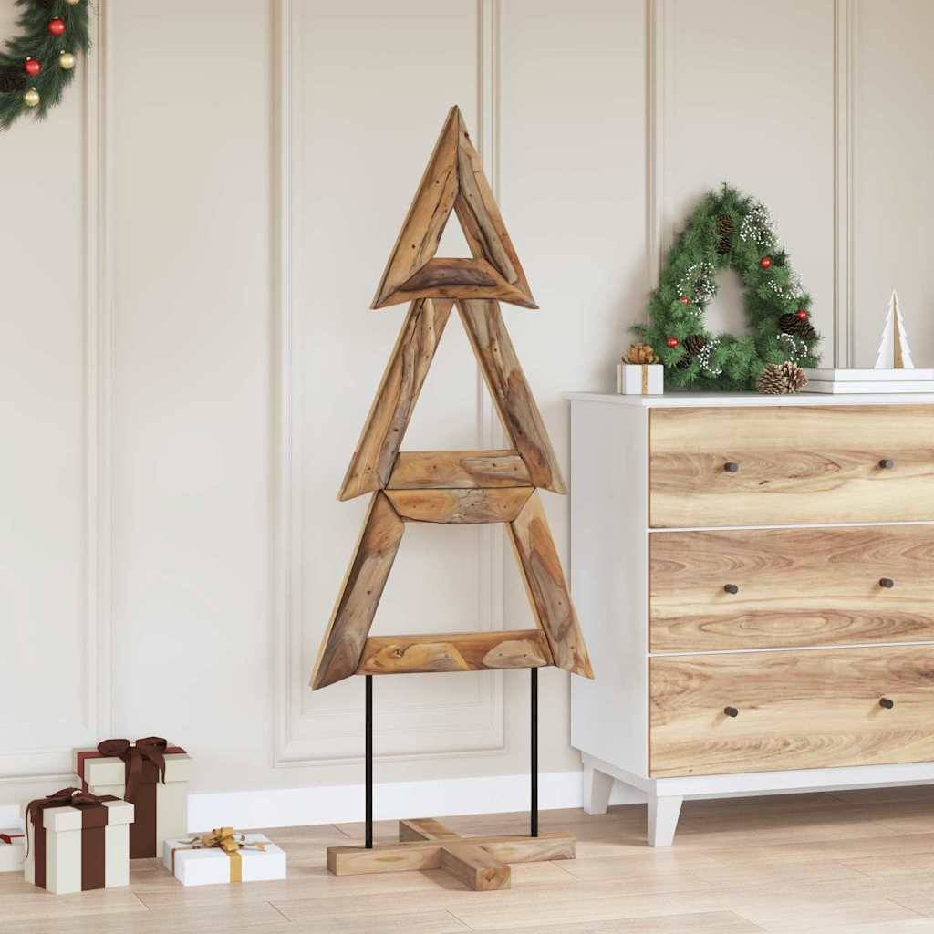 Sapin de Noël en bois de teck massif décoration rustique pour salon 150 cm – ComfortXL Outdoor Living - Image 4