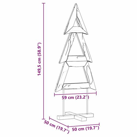 Sapin de Noël en bois de teck massif décoration rustique pour salon 150 cm – ComfortXL Outdoor Living - Image 9