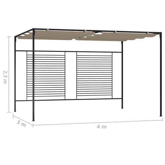 Tonnelle de Jardin Fer avec Toile Rétractable Abri Soleil pour Terrasse Taupe 3x4 m – ComfortXL Outdoor Living - Image 7