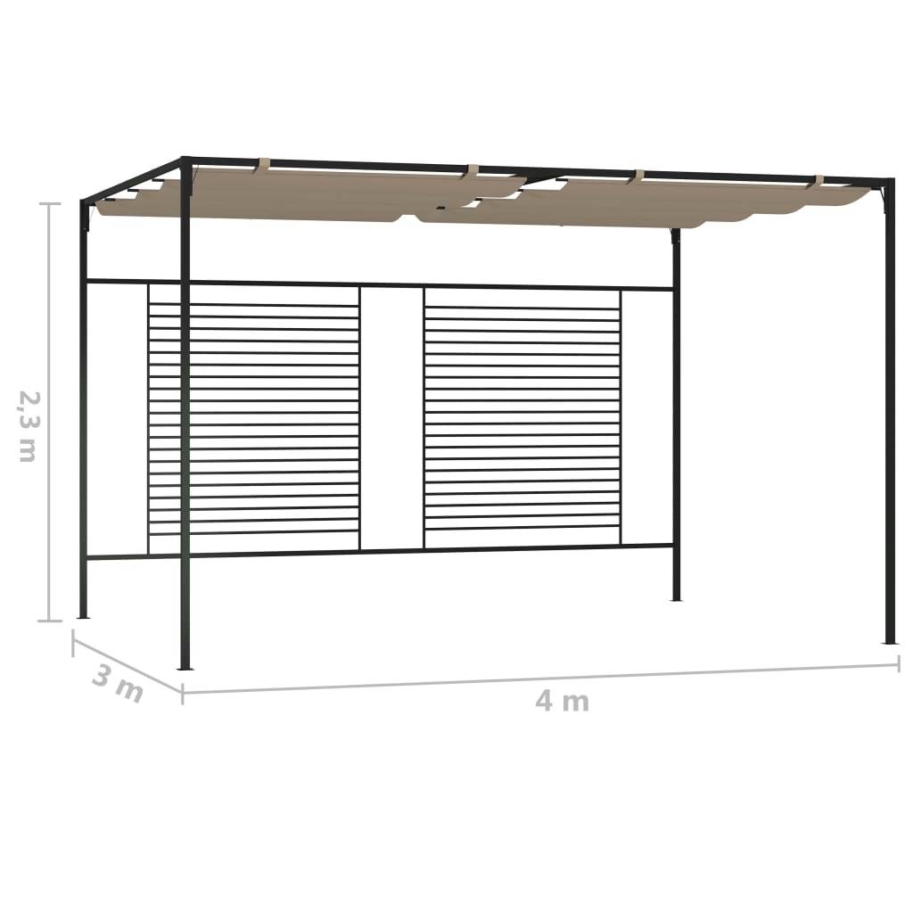Tonnelle de Jardin Fer avec Toile Rétractable Abri Soleil pour Terrasse Taupe 3x4 m – ComfortXL Outdoor Living - Image 7