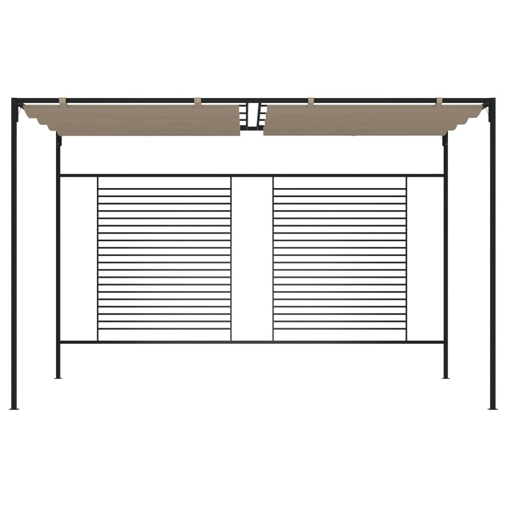 Tonnelle de Jardin Fer avec Toile Rétractable Abri Soleil pour Terrasse Taupe 3x4 m – ComfortXL Outdoor Living - Image 2