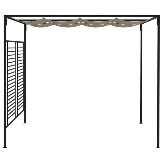 Tonnelle de Jardin Fer avec Toile Rétractable Abri Soleil pour Terrasse Taupe 3x4 m – ComfortXL Outdoor Living - Image 3
