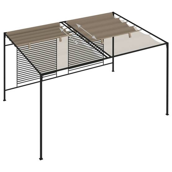 Tonnelle de Jardin Fer avec Toile Rétractable Abri Soleil pour Terrasse Taupe 3x4 m – ComfortXL Outdoor Living - Image 5