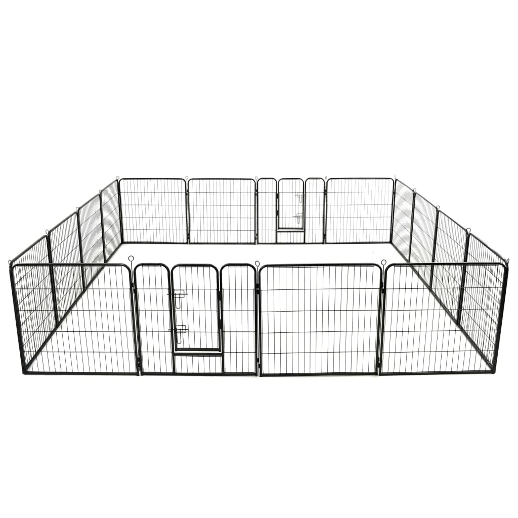 Vidaxl - Parc Pour Chiens 16 Panneaux Acier 80 X 80 Cm Noir - vidaXL - Imagen 2
