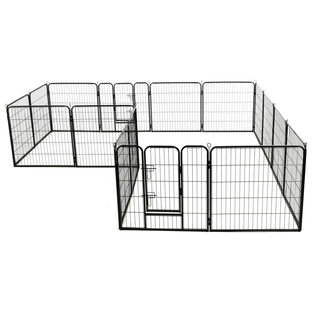 Vidaxl - Parc Pour Chiens 16 Panneaux Acier 80 X 80 Cm Noir - vidaXL - Imagen 3