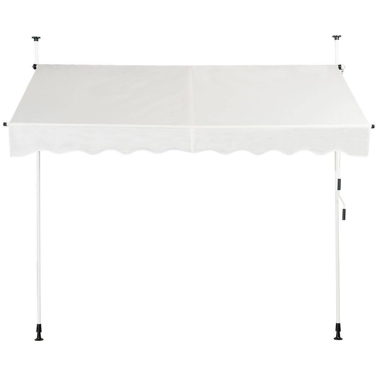 Helloshop26 - Auvent manuel rétractable 250 cm hauteur réglable de 200-300cm store banne en aluminium et tissu oxford anti uv beige - Imagen 3
